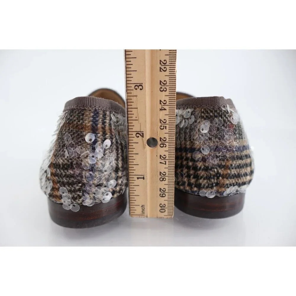 Sam Edelman Loraine Bit Loafer Shoe Grey Sequin Tweed Girls Size 4 Slip On